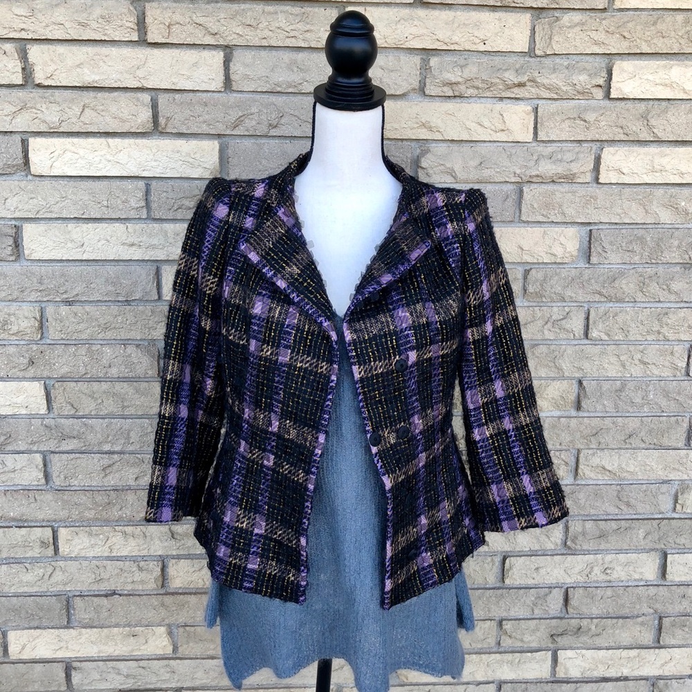 Escada Black & purple tweed jacket size small